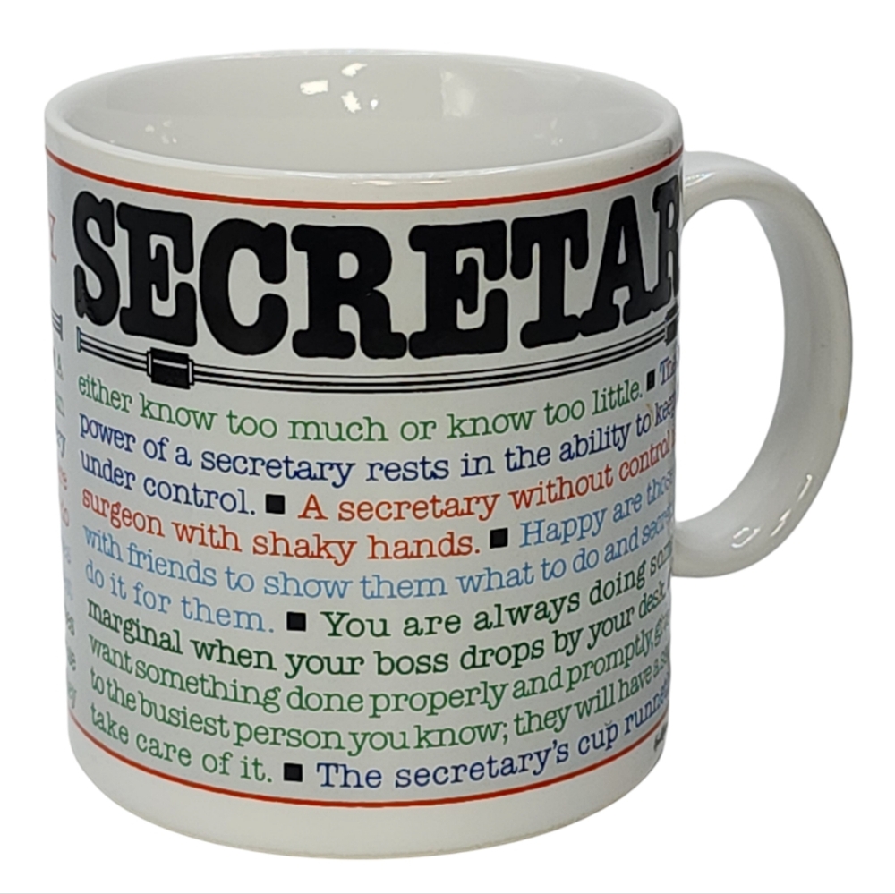 Vintage‎ 1984 Japan Coffee Mug 16oz Secretary Receptionist Office Manager Design